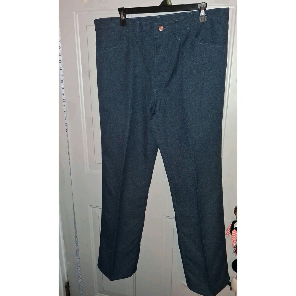 Vintage Wrangler Men's Pants 38x30 Blue Made in USA 100% Polyester